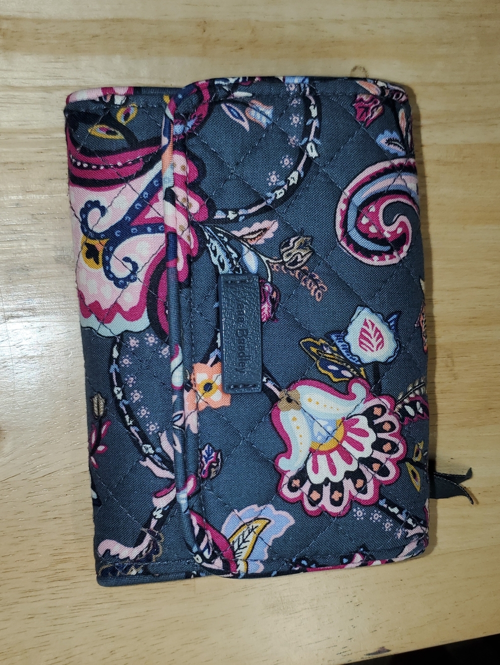 Vera Bradley Quilted Floral Wallet in Navy, Pink and Cream RFID